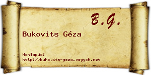 Bukovits Géza névjegykártya